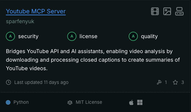 YouTube MCP Score